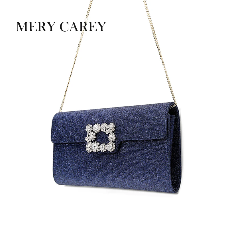 2025 Trendy New Blue sequined Women's Shoulder Bag Fashion Versatile Banquet Elegant Bridal Rhinestone Handbag Women