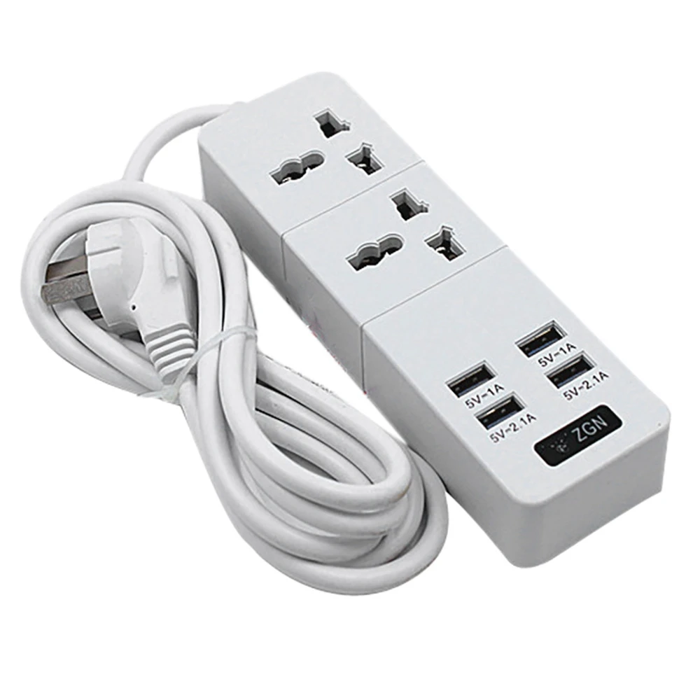 

Power Strip Surge Protector with 4 USB and 2 Outlets Ports 2500W 10A 6.5 Feet Extension Cord for Home,White-EU