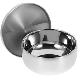 Pratica ciotola da barba da uomo in acciaio inossidabile con coperchio tazza di sapone tazza da barba liscia da uomo coperchio da barba pennello in schiuma crema ciotole per schiuma