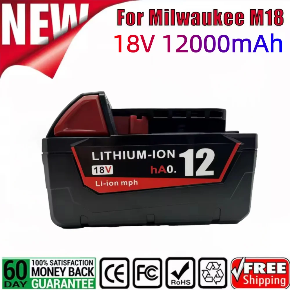 

Parabateríadeherramientaeléctrica Milwaukee M18,18V12000mah/6000mAh,BR,XC,18V,M18B5,48-11-1860,bateríasrecargablesBMS integradas