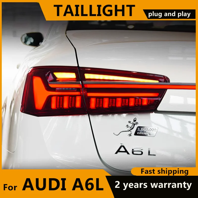 Full-width Tail Light For Audi A6L 2012-2015 A6 C7 Rear Light Strip LED Dynamic Turn Signal Light Bar Through Taillights