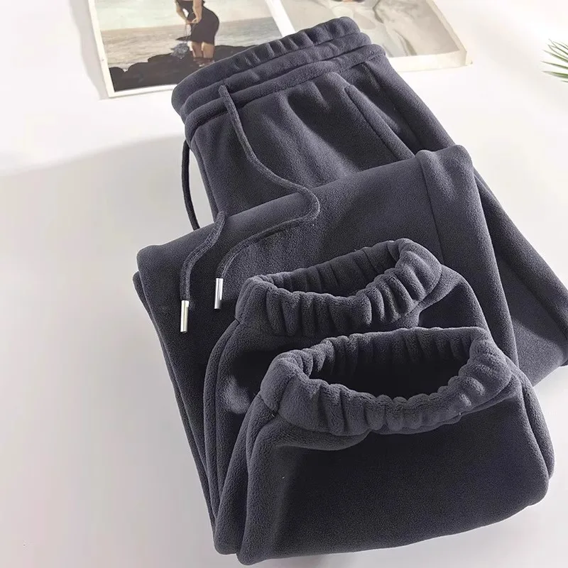 Thickened Fleece Lined Double-sided Fleece Men's Casual Pants Warm Loose Sports Outdoor Autumn Winter Thickened Warmth Leisur...