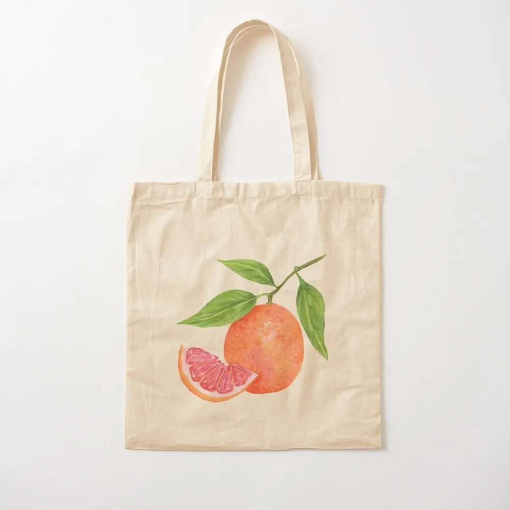 Watercolor Pink Grapefruit Tote Bag Shopper handbag Canvas stote bag canvas tote