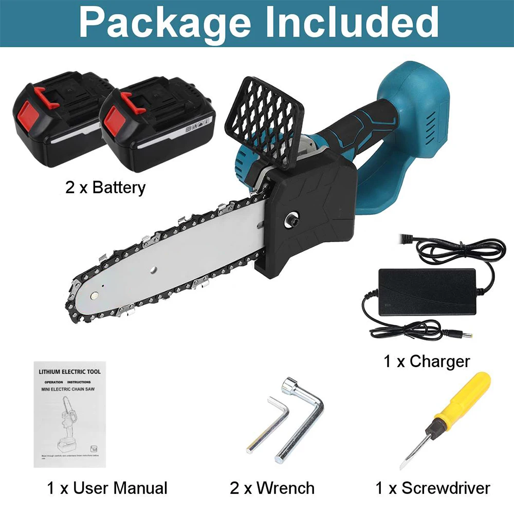 8inch Electric Chainsaw Bracket Cordless Chain Saw Wood Cutter Cutting Machine Woodworking Tools for 220V Makita Battery