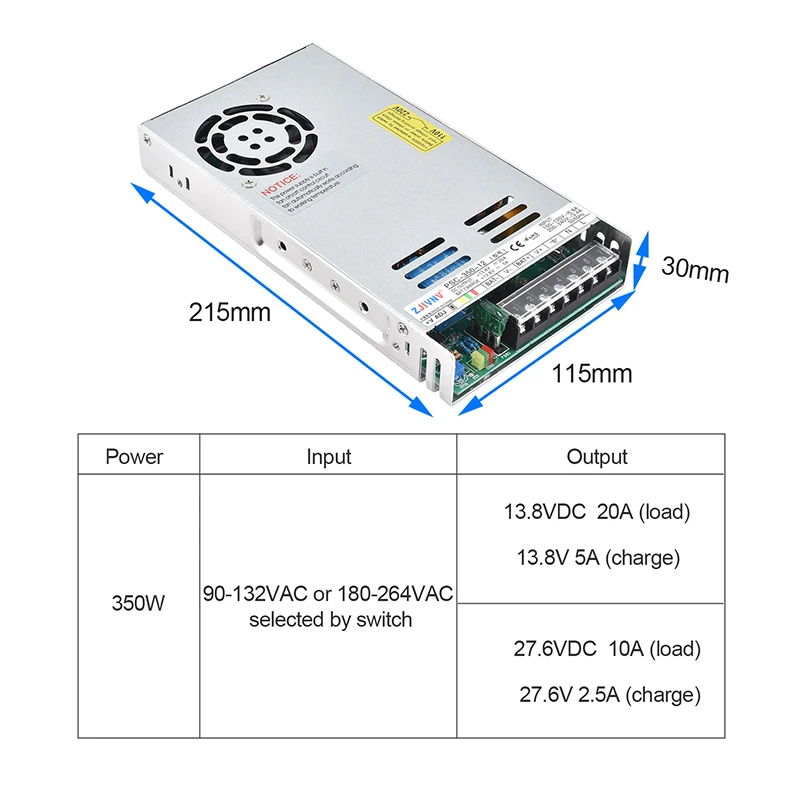 350W UPS Switching Power Supply AC 220V to DC 12V/24V Charging Power Supply 12V 24V PSC-350-12 PSC-350-24