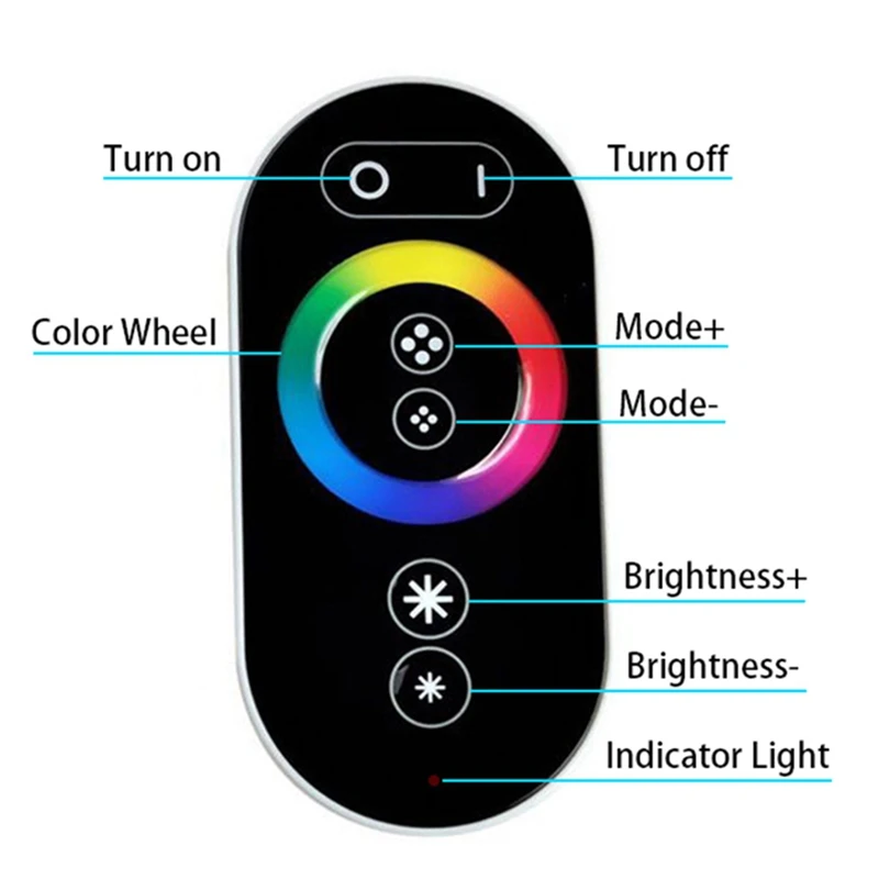 Pilot Led RF kontroler RGB do taśmy RGB, 10A/kanał, DC12V/24V, ściemniacz do panelu dotykowego, promień maks. 20M