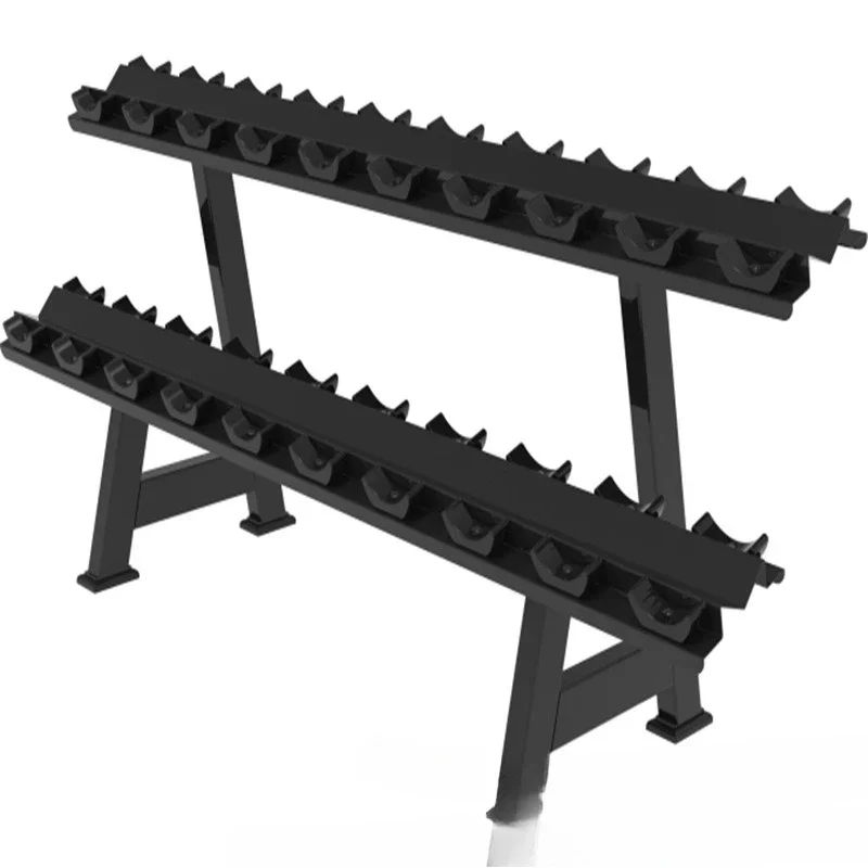 

Gym with rubber dumbbell placement rack two layers three layers
