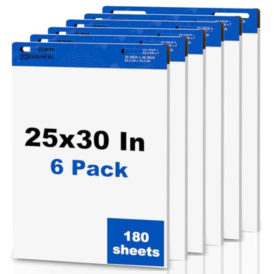 

180 листов самоклеящейся бумаги для мольберта, 25 x 30 дюймов, белая, отлично подходит для виртуальных учителей и студентов, бумага для флип-чартов.