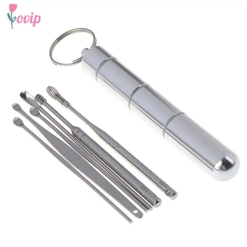 6Pcs/Lot Multifunction Ear Pick Spoon Stainless Steel Spiral Ear Pick Spoon Ear Wax Removal Cleaner Ear Care Beauty Tools