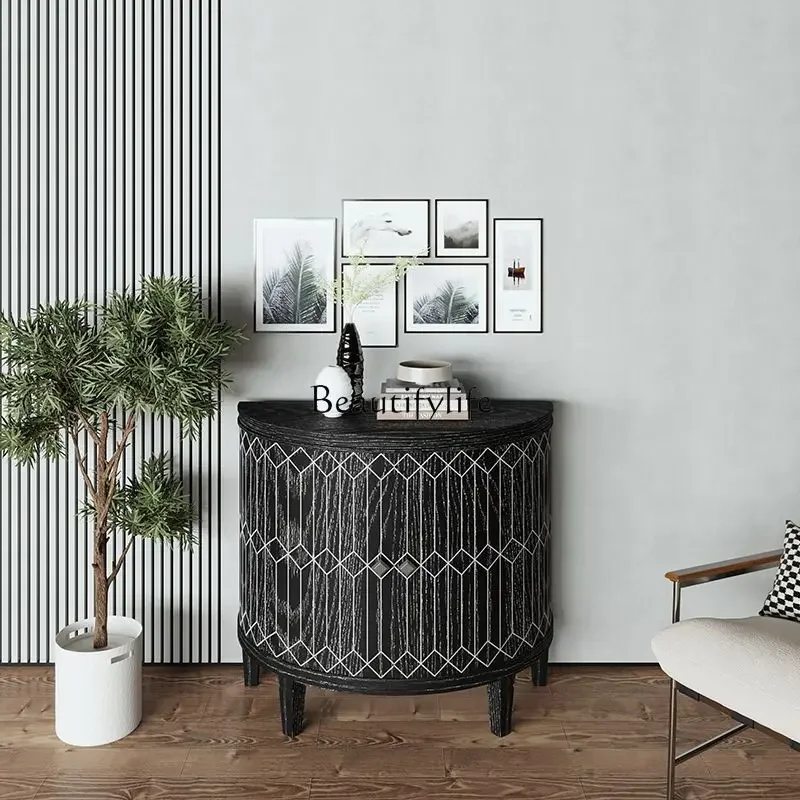 

02 American porch cabinet living room locker display stand Nordic light luxury retro