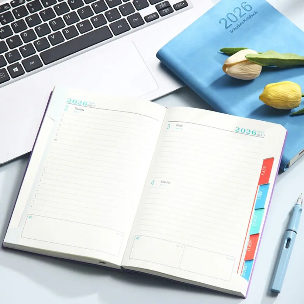 Portable A5 2026 Agenda Book Planner Reminder To Do List Schedule Book Textured PU Calendar Book Students