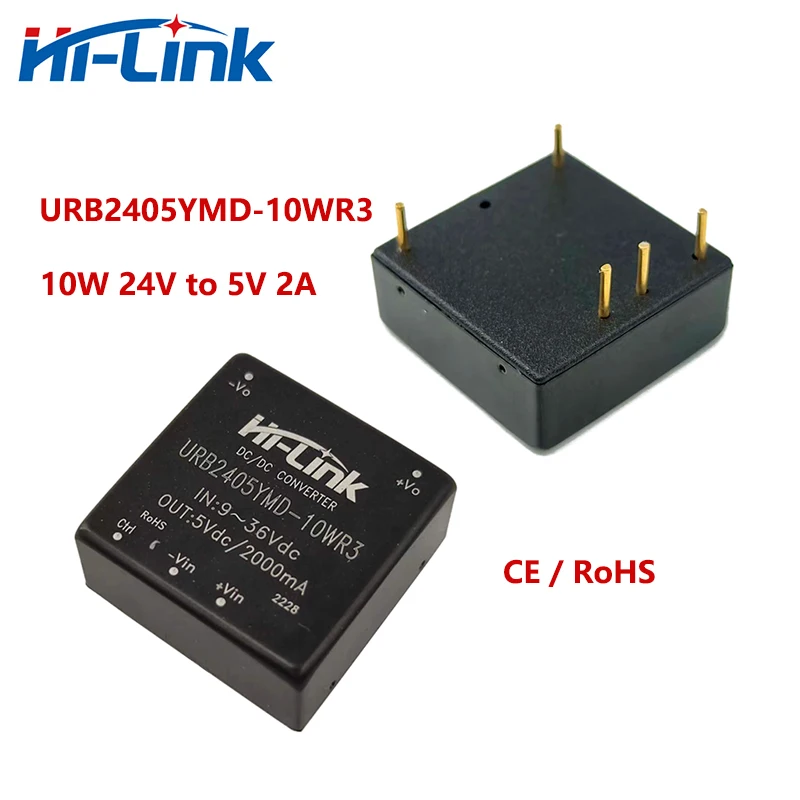 Hi-Link Hot Sale URB2405YMD-10WR3 Small Size 10W 24V to 5V 2A DC DC Converter Step Down Power Supply Module 91% Efficiency