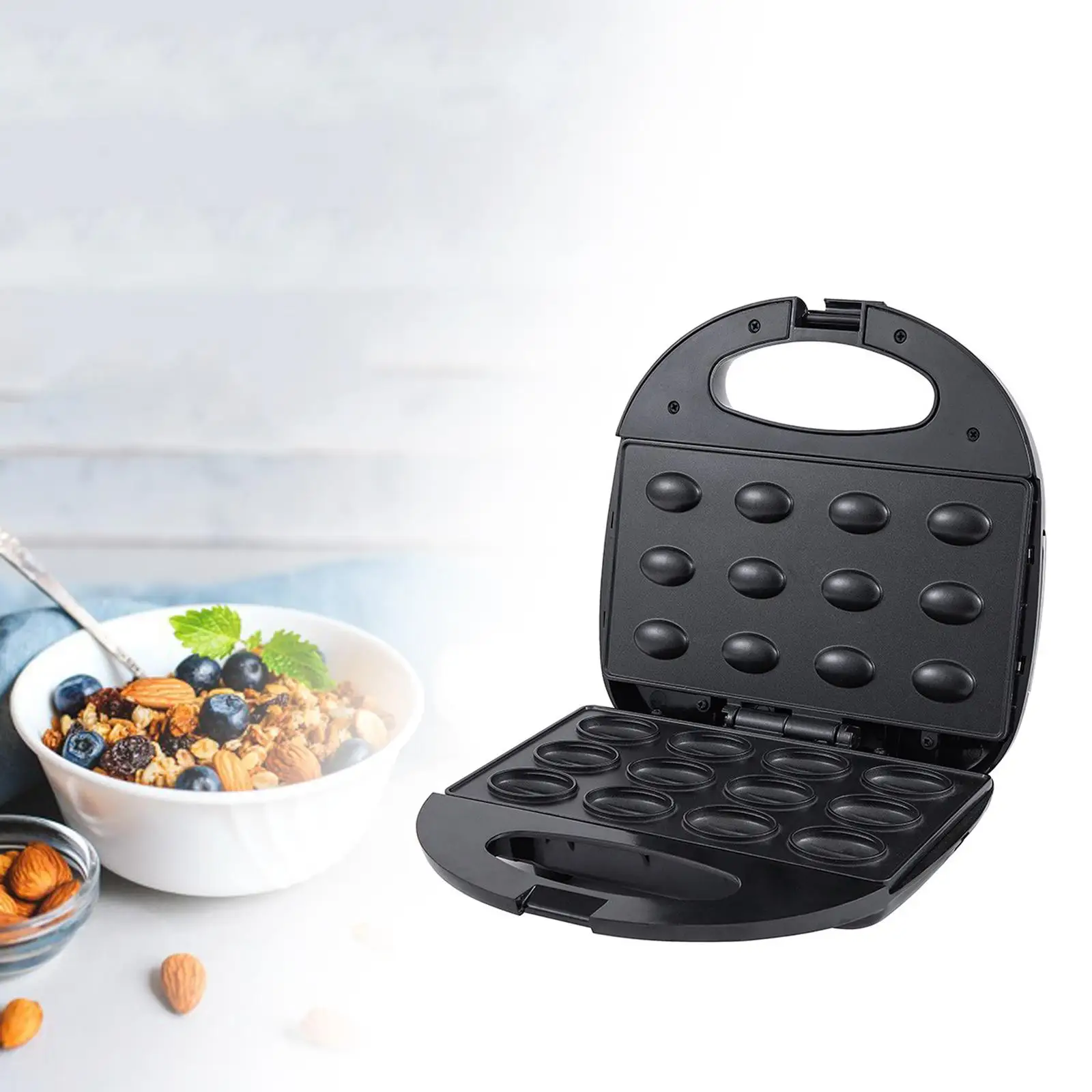 Electric Walnut Cake Maker Stable Easy to Carry Nonstick Coating EU Plug Mini Nut Waffle Bread Machine 12 Holes for Snack Bakery