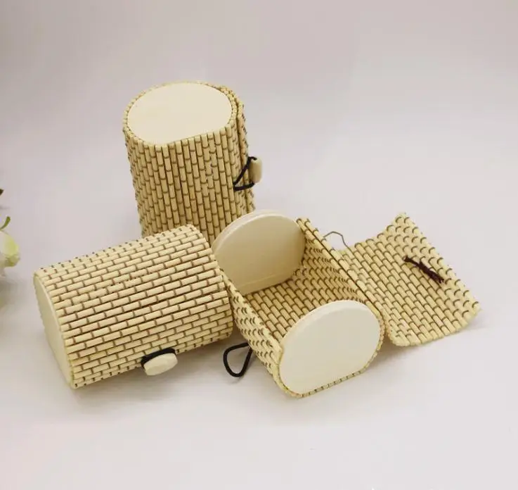 Vintage Forest Pure Natural Bamboo Wedding Candy Box for Wedding Gift Party Favor Package Boxes with Ribbon Wholesale