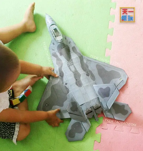 1:33 F22 Raptor Stealth Fighter 3D Paper Model Super Exquisite Version Puzzle Manual Papercraft Toy