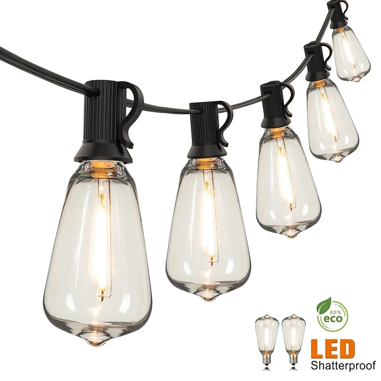 

ST38 String Lights Outdoor Garland Connectable Shatterproof Waterproof Plastic LED Bulb Dimmable Patio Garden Decor Fairy Lighst