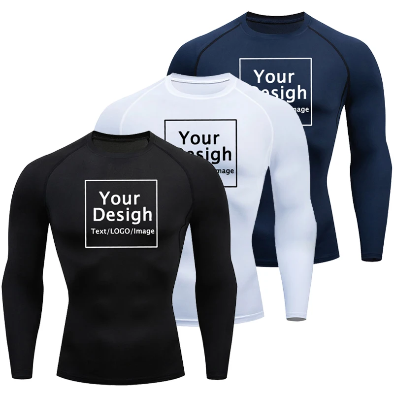 Men's Custom Compression Shirts Your Design Logo Top Original Design Print Tshirts Sports Jogging Workout Gym Quick Dry T-Shirt