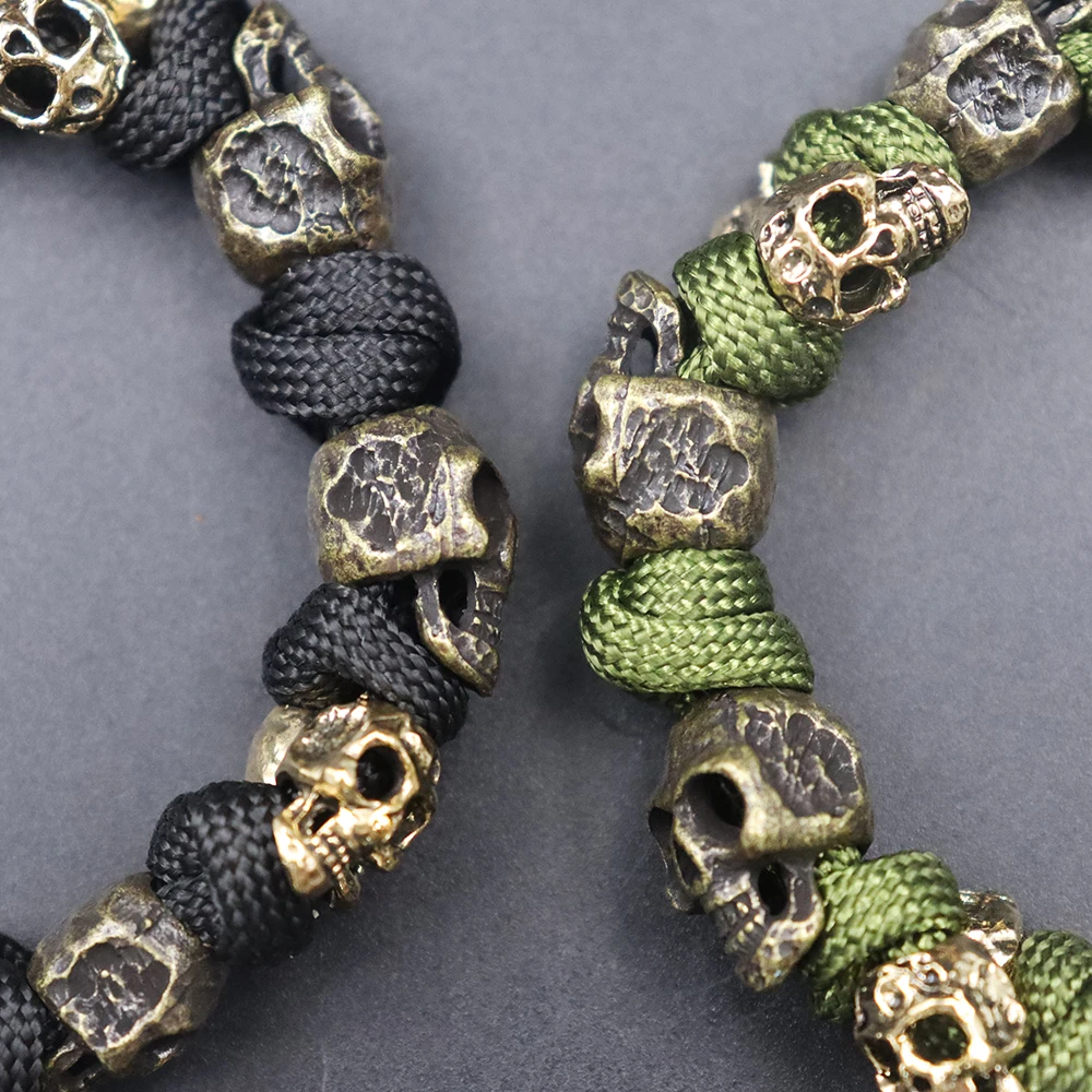 Gothic Design Skull Bracelet Vintage Adjustable Woven Survival Paracord Rope Bangles Punk Hip Hop Charm Male Jewelry Accessories