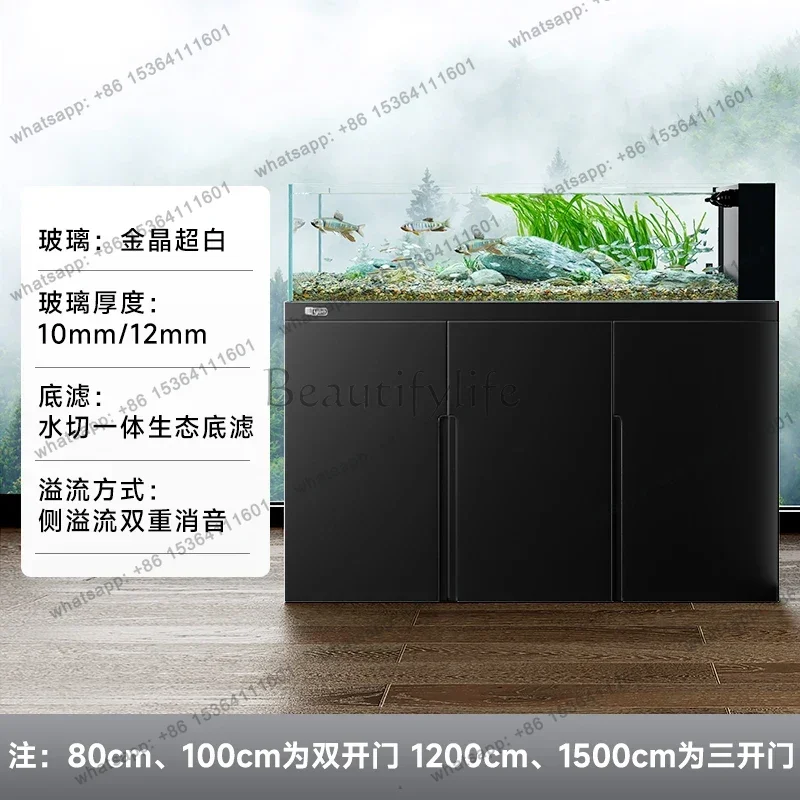LSnew original ecological wild mining fish tank living room stream tank square tank gold crystal ultra white bottom filter