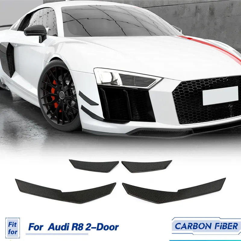 

Car Front Bumper Canards Fins Carbon Fiber for Audi R8 2-Door 2016-2018 Racing Front Splitters Fins Canards Spoiler Body Kits