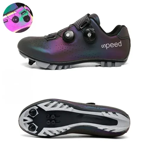 Imagen 2 del producto Zapatos de ciclismo MTB para hombre, zapatillas planas para bicicleta de montaña y carretera, calzado para bicicleta de velocidad, Spd Spinning