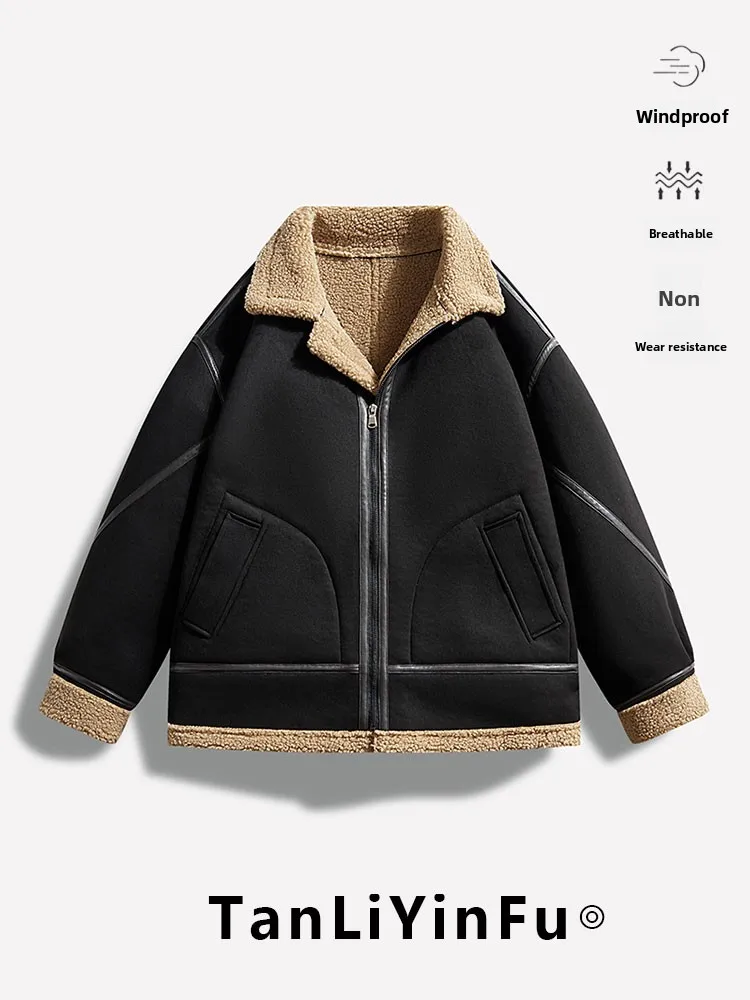 

Мужская замшевая куртка свободного кроя American Sle, новинка 2025 года, повседневная верхняя одежда, весенне-осеннее кожаное пальто с несколькими кетами