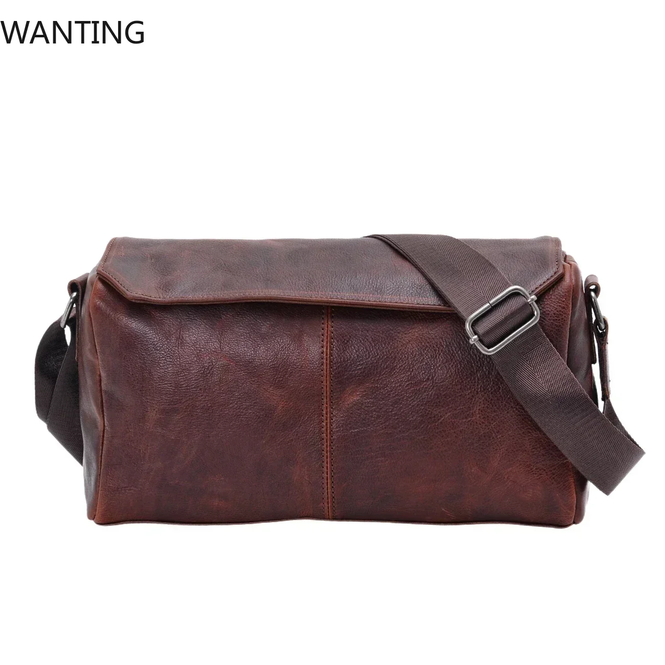

Fashion Men's Shoulder Bag Plant Tanned Cowhide Cylinder Bag Casual Simple Crossbody Small Bag