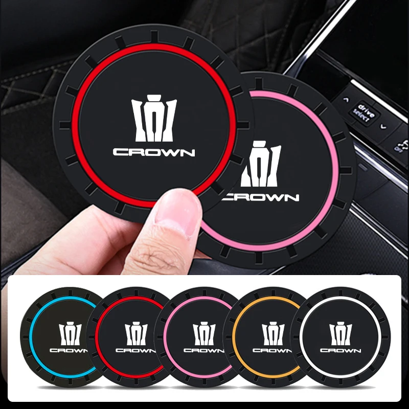 2Pcs Car Silicone Coaster Anti-Slip Water Cup Drink Mat For Toyota Crown S170 S180 S200 S21 JZS171 JZS171W JZX175 JZX171 GRS180 