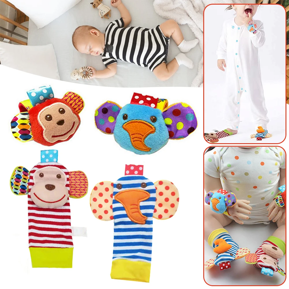 

Cute Plush Cartoon Rattle Wrist Strap Sock Set Breathable High Elastic Sock Band For Infant Newborns