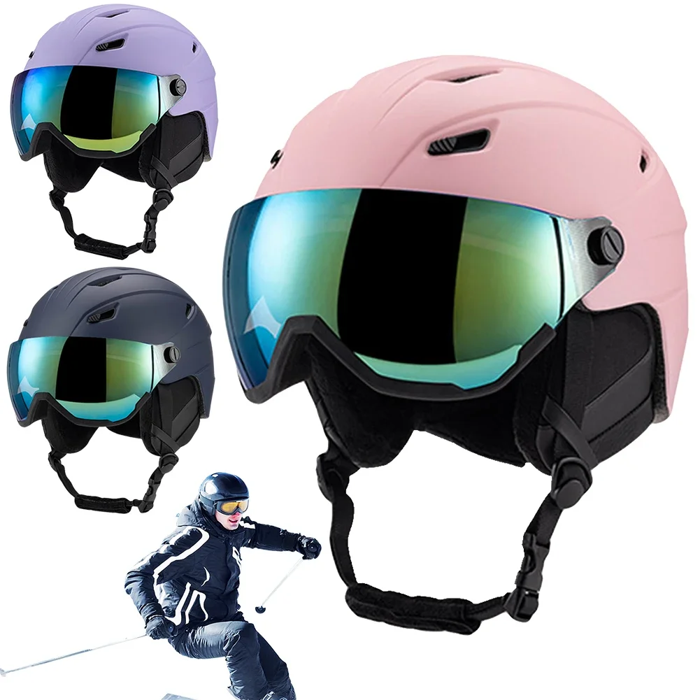 Winter Ski Helmet Safety Integrated Light Bike Helmet with Goggles Snow Helmet Protective EPS Foam Safety Helmet for Men Women