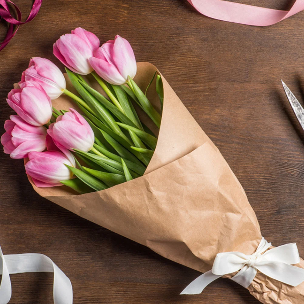 Brown Paper Roll 50M Kraft Paper Flower Packaging DIY Craft Gift Wrapping Handicraft Versatile Decorate Design