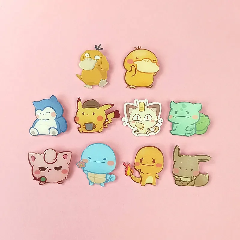 Cartoon Anime Pokemon Series Psyduck Badge Brooch Acrylic Patch Accessories Clothing Bag Jewelry Easy-pull Buckle Accessories