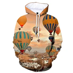 Autumn Colorful Hot Air Balloon 3D Print Hoodies Men Women Fashion Sweatshirts Oversized Hoodie Pullovers Tracksuit Clothing