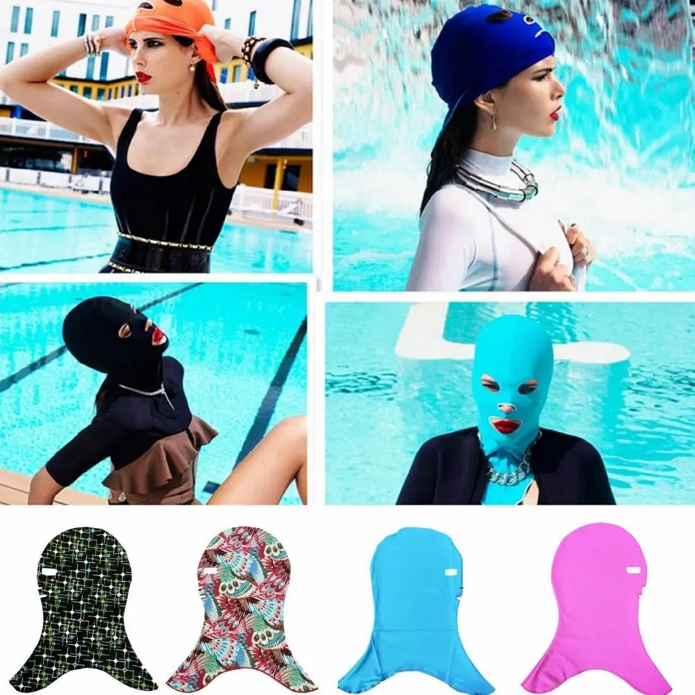 

Durable High Elastic Swim Cap Waterproof Windproof Facekini Mask Lightweight Sunscreen Sunblock Protect Mask Women Men