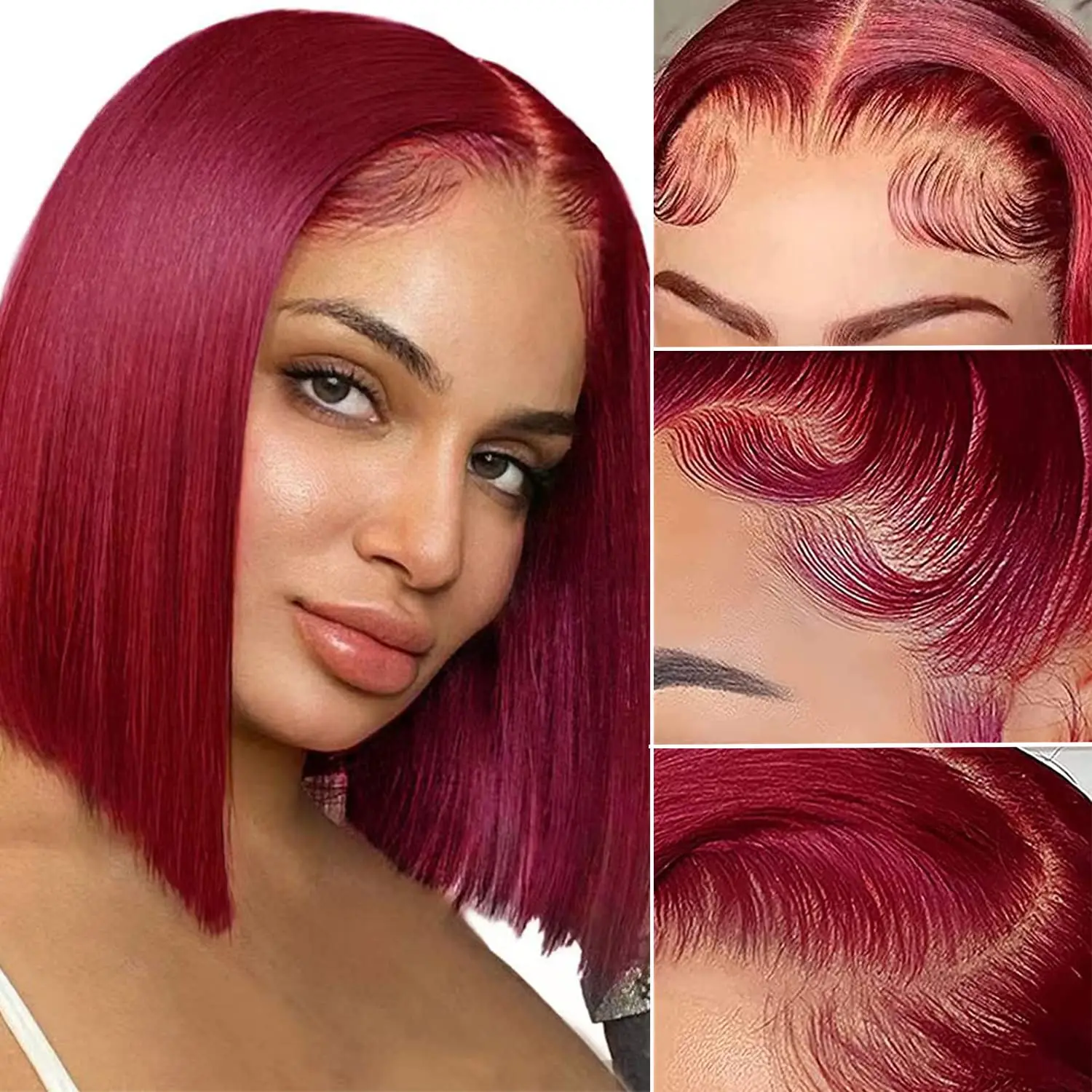 Straight Bob Hair Wig Human Hair Colored 99J Burgundy 13x4 Full Lace Bob Wig Lace Front Human Hair Wig Short Bob Human Hair Wigs