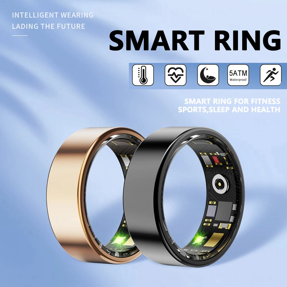 

2024 Smart Ring Women Heart Rate Blood Pressure Blood Oxygen Temperature Sleep Calories Health Multilingual Fitness Tracker Ring