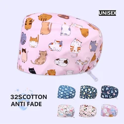 Enfermeria Gorro Japanese Cotton Cordlock Long Hair Scrub Caps Women Men Ponytail Printed Nursing Hat Medical Hospital Hats K769