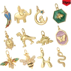 10pcs Butterfly Bee Dinosaur Charms for Jewelry Making Supplies Cute Dijes Gold Color Diy Earrings Bracelet Necklace Wholesale