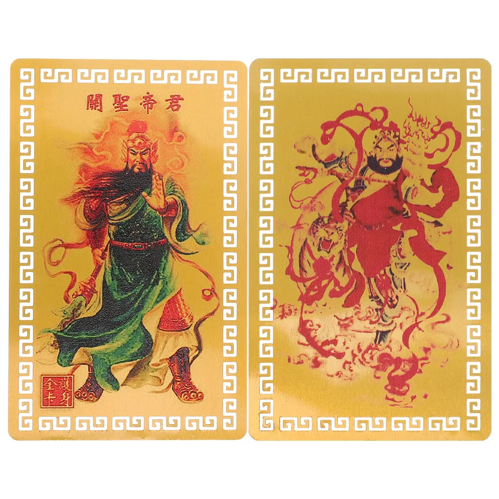 2Pcs Tai Sui Amulet Cards Golden Feng Shui Good Luck Wealth Protection Success Charm for Chinese Lunar New Year Prosperity