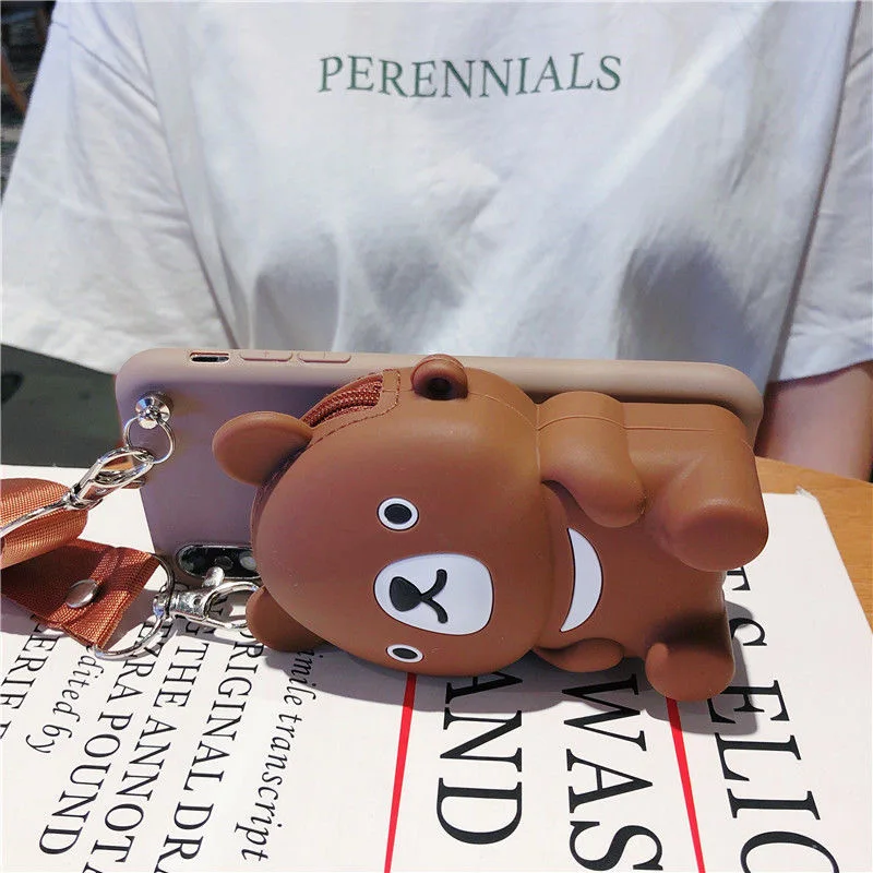 Cartoon DIY 3D Wallet Soft Silicone Case For Samsung Galaxy A06 A05 A14 A15 A24 A25 34 A53 A55 A56 A73 Cute Cat Bag Dog Shell image 3