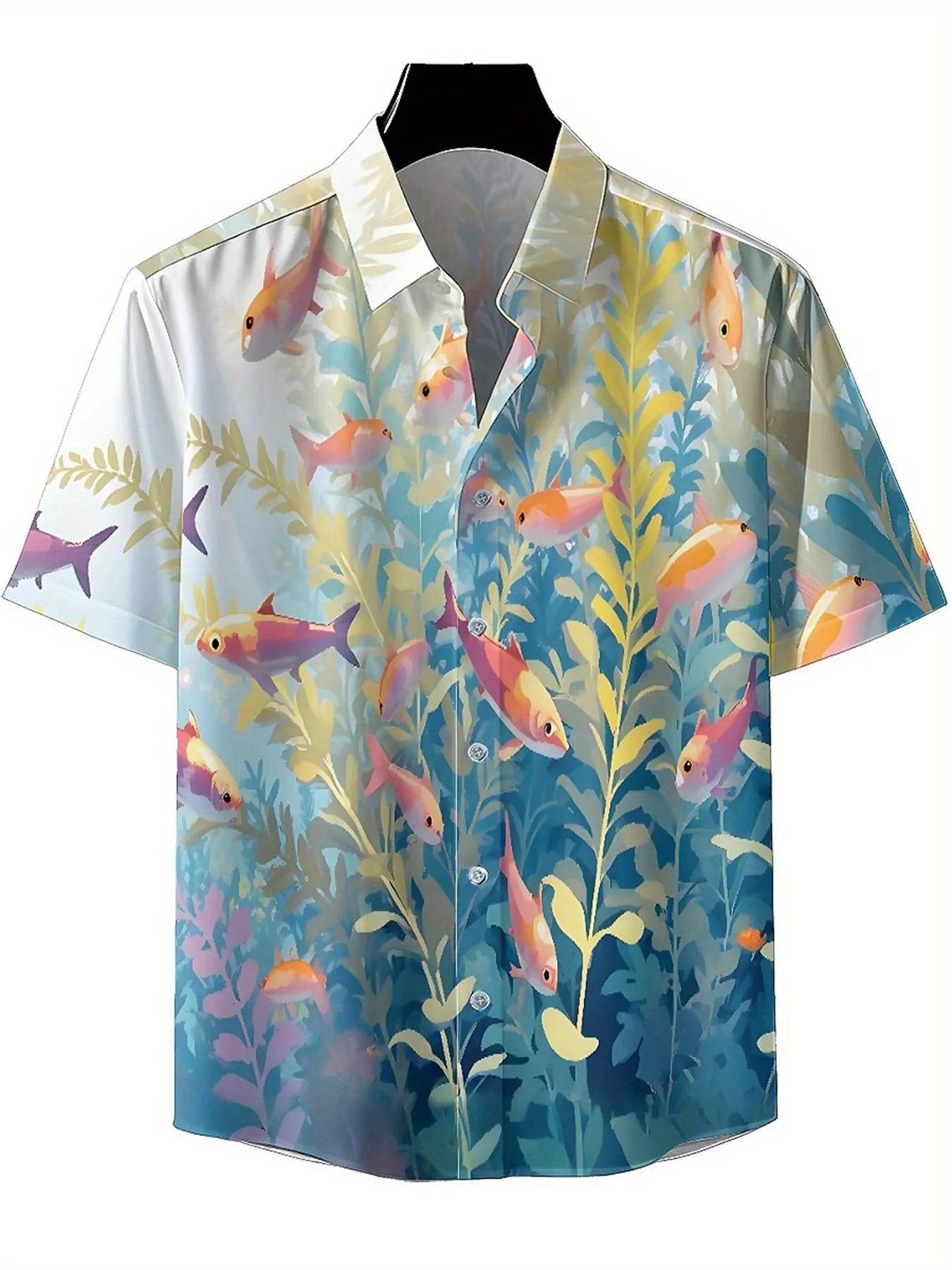 Men's Plus Size Hawaiian ShirtsTropical Fishpattern,Unisex Baggy Aloha Shirts,summer Alternative Clothing