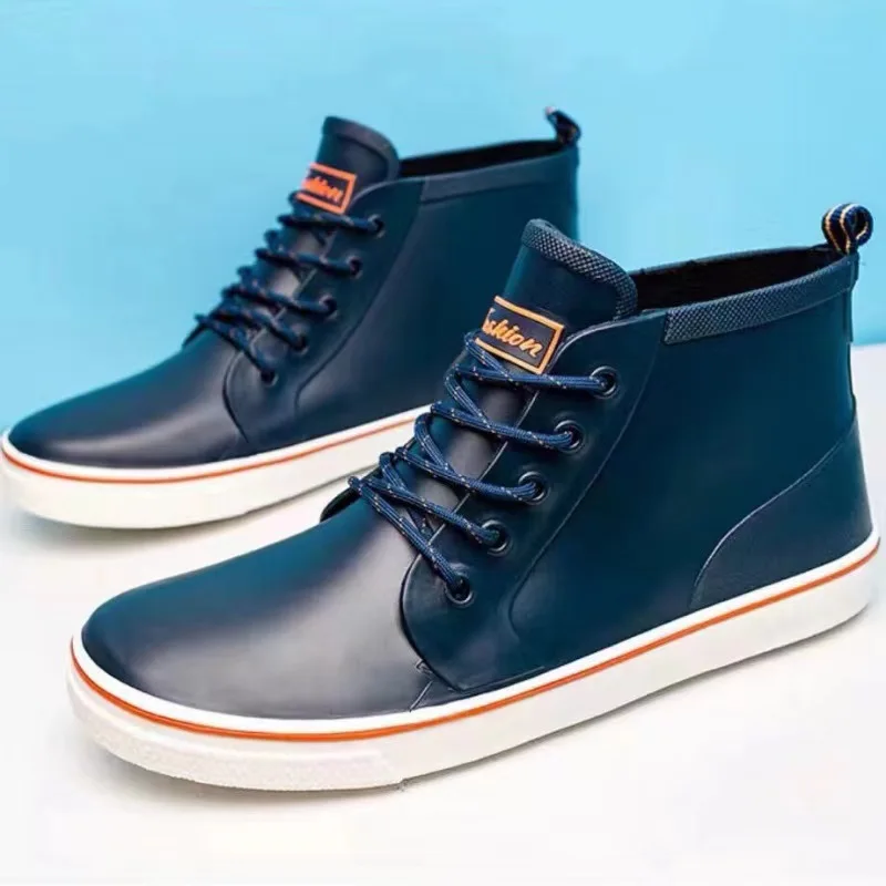 2023 Men's Rubber Thick Sole Low Top Rain Boots, Men's and Women's Fashion Trend, Waterproof and Anti Slip Casual Sports Shoes