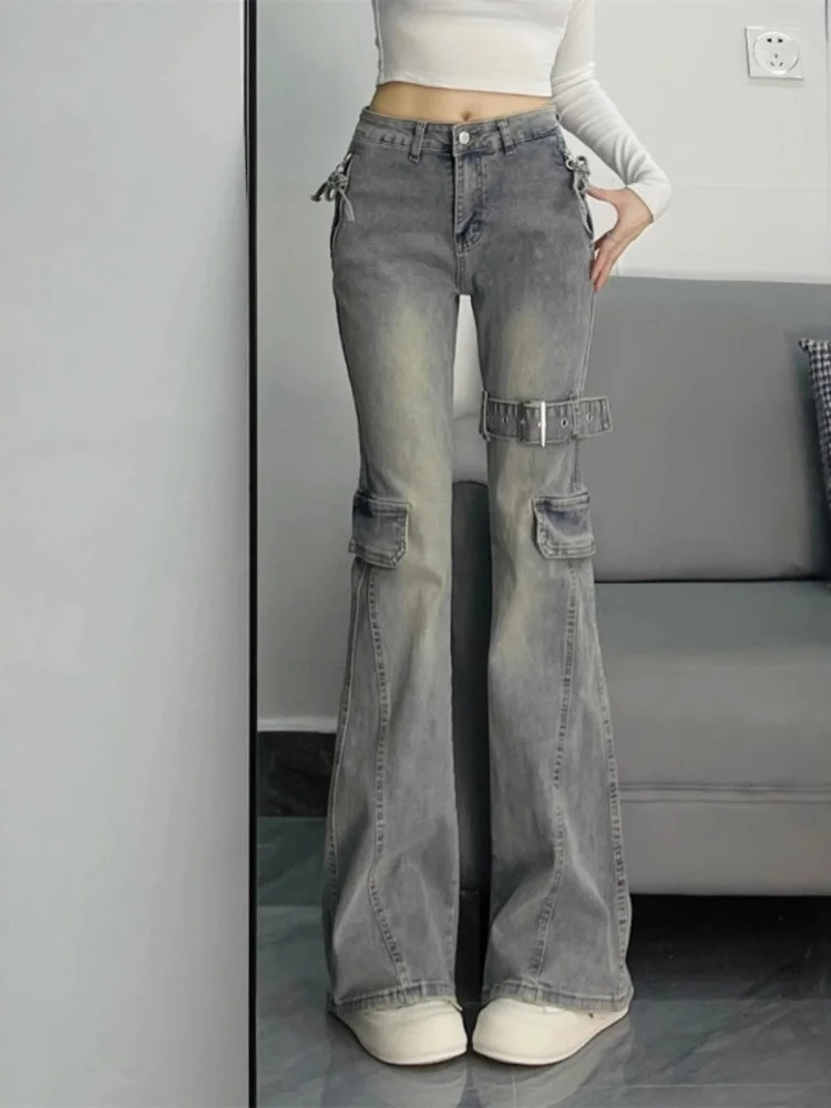 Jeans a gamba larga americani taglie forti Pantaloni in denim da lavoro dritti slim a vita alta larghi primavera autunno da donna