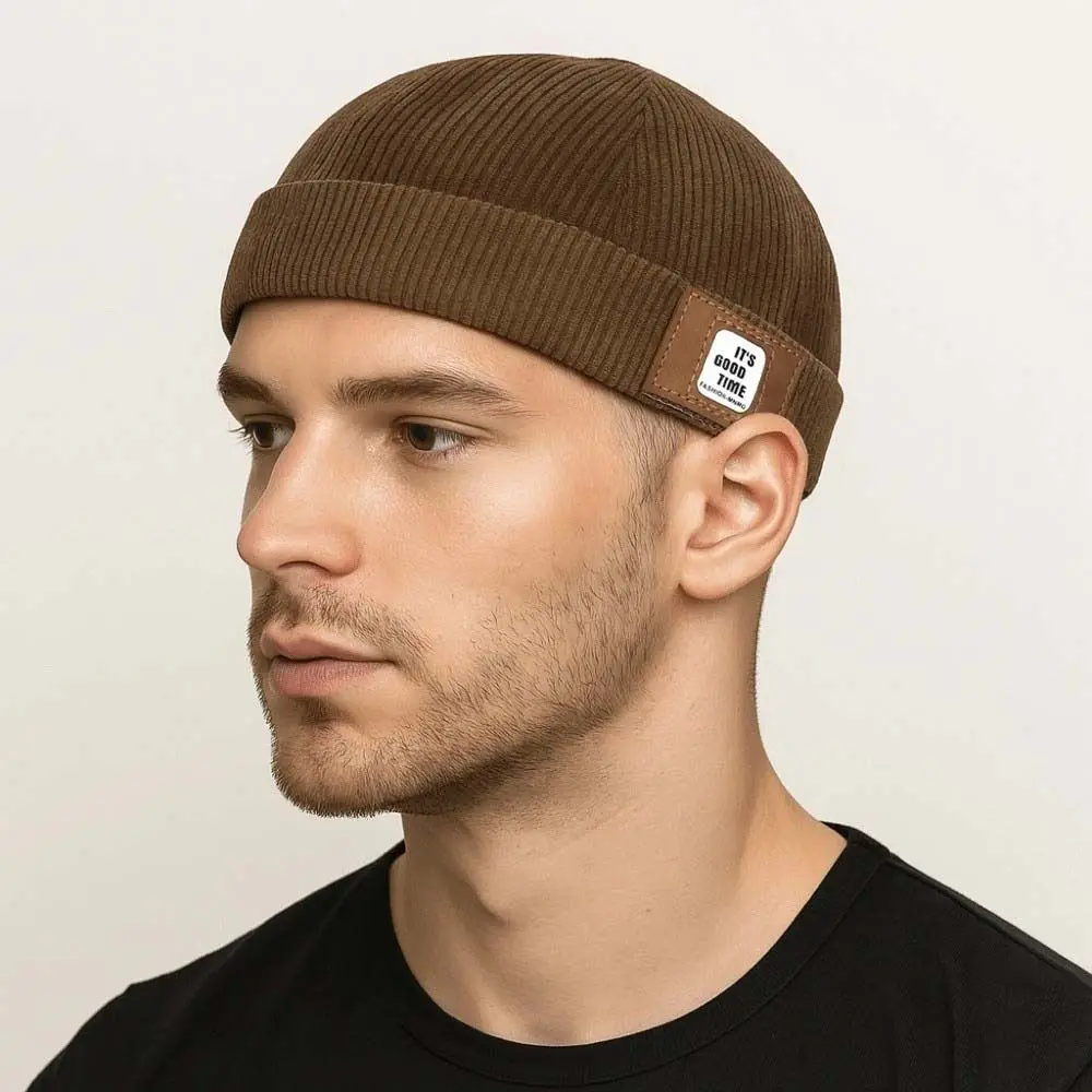 

Landlord Hat Solid Color Vintage Docker Cap Adjustable Comfortable Dome Melon Cap Soft Round Hip Hop Hat Boys