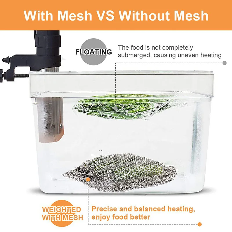 Sous Vide Sinker Weight Food Grade Stainless Steel Mesh Net Immersion Cooker Bag Weights Sous Vide Cooking Accessory