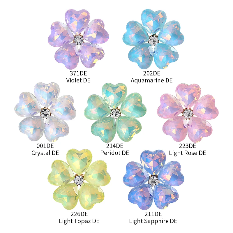 Four-leaf clover Rhinestones Crystal Beeds With Metal Base for Wedding Dress Decoration Clothing Sewing Gemstones Crafts