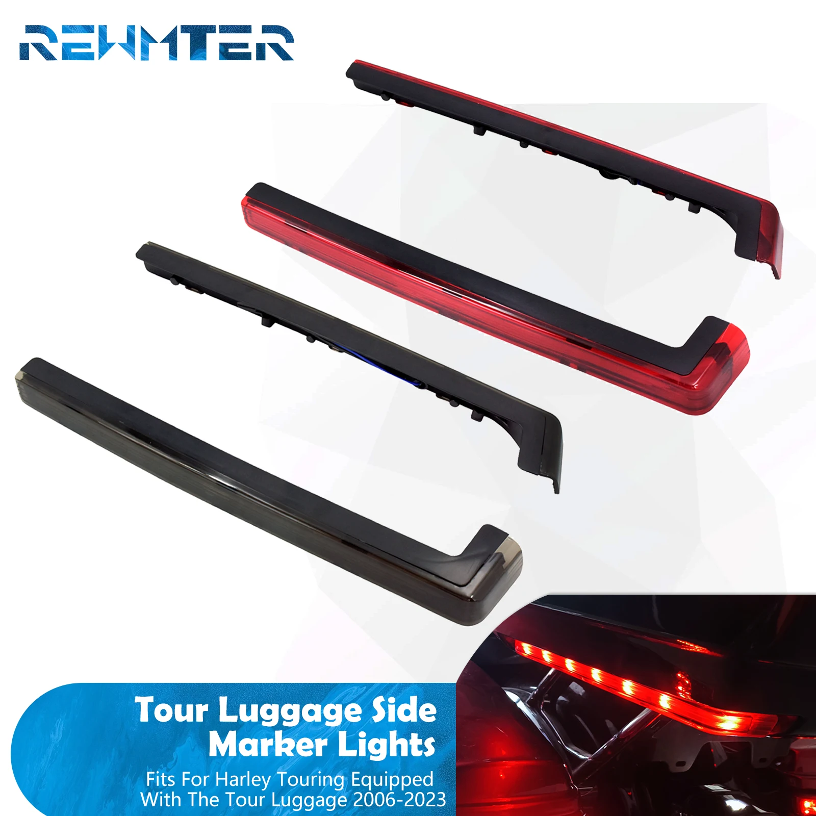 

Motorcycle Red Tour Luggage Pack LED Lights Accent Side Marker Lamp For Harley Touring Road King Electra Road Glide 2006-2025
