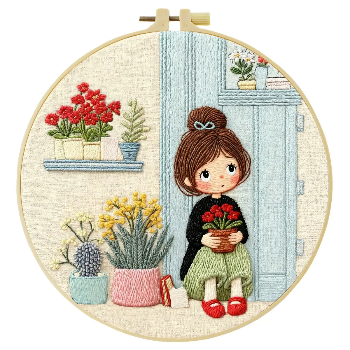 1 Stück 20X20CM/15X15CM 7,87/6,3 Zoll Mädchen-Stickerei-Starter-Kit DIY-Kit DIY-Stickerei-Set Handarbeiten Malerei – Detail 4