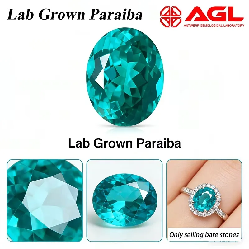 Par-Lab Grown Paraiba Neon Blue Color Oval Cut DIY Advanced Jewelry Making Inlay Ring Necklace Bracelet Selectable AGL Certifica