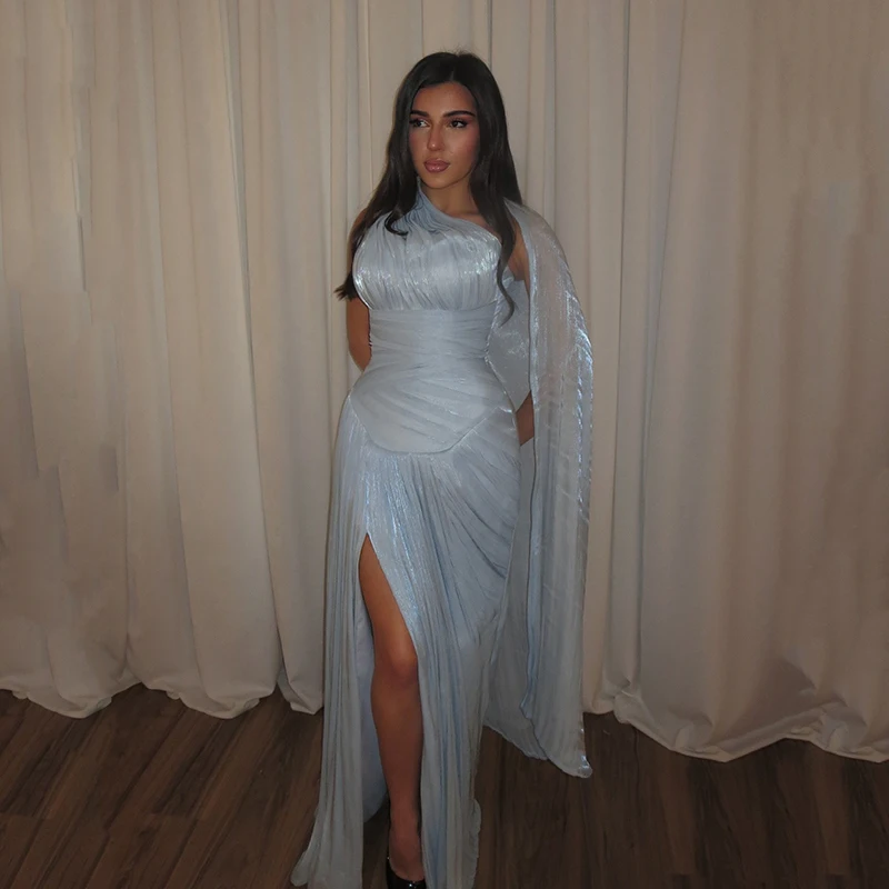 Thinyfull 2026 Mermaid Prom Evening Dresses One Shoulder Pleated Sleeveless Maxi Party Dress Night Cocktail Prom Gown Customized